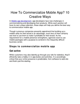 how to commercialize mobile app 10 creative ways