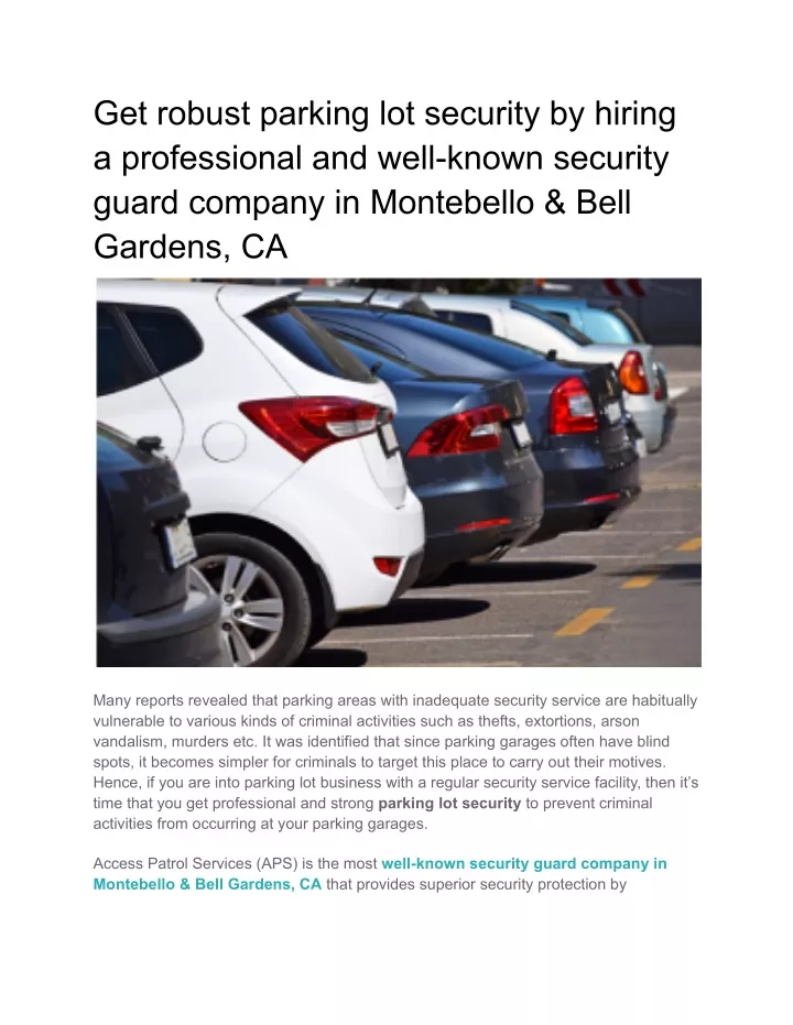 get robust parking lot security by hiring