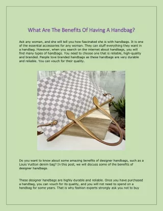 What Are The Benefits Of Having A Handbag.docx