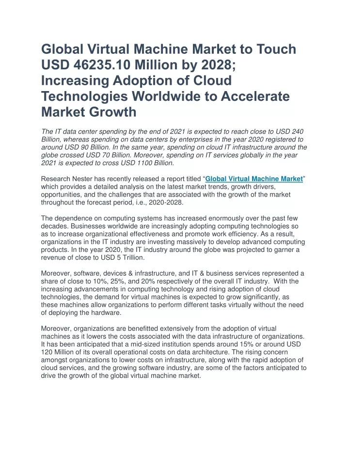 global virtual machine market to touch usd 46235