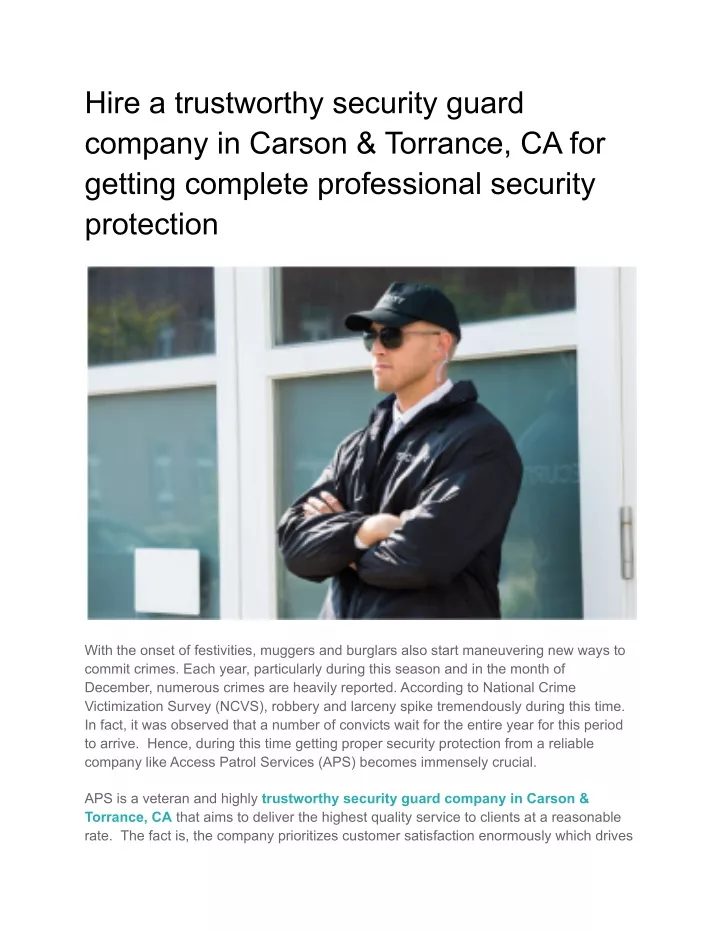 hire a trustworthy security guard company