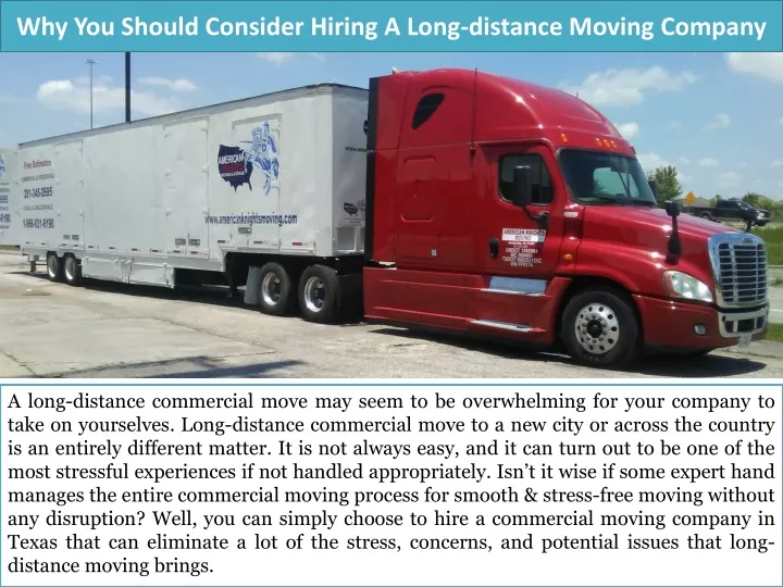 why you should consider hiring a long distance moving company