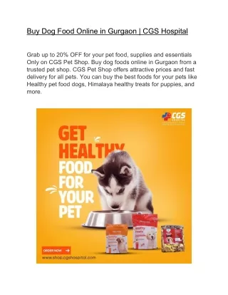 Buy Dog Food Online in Gurgaon | CGS Hospital