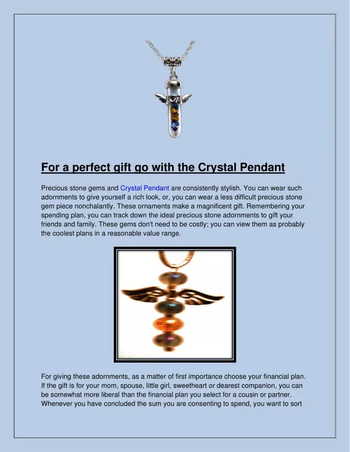 for a perfect gift go with the crystal pendant
