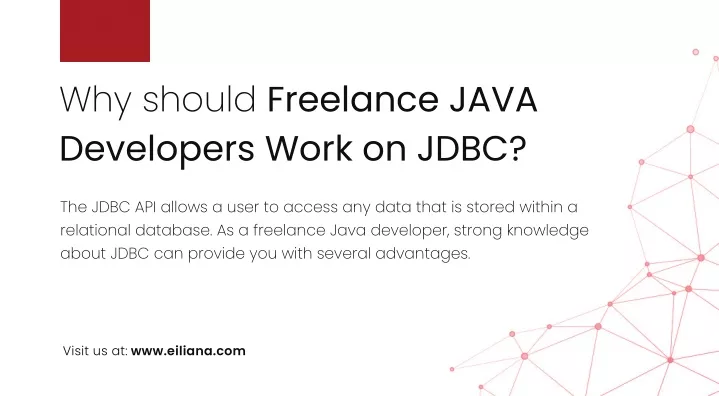 why should freelance java developers work on jdbc