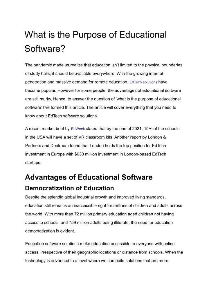 what is the purpose of educational software