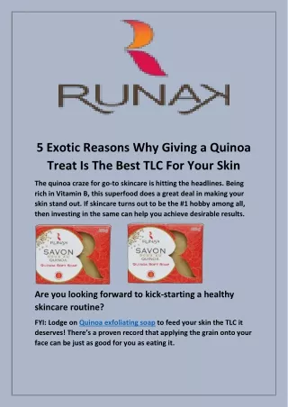 Quinoa Exfoliating Soap | Runak.ca