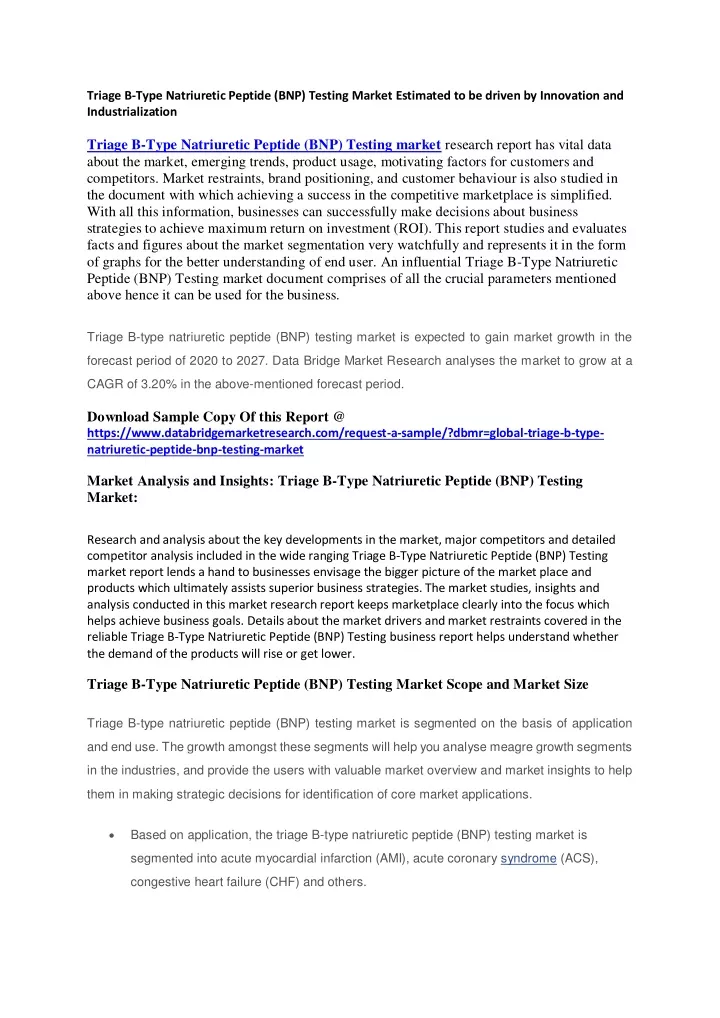 triage b type natriuretic peptide bnp testing