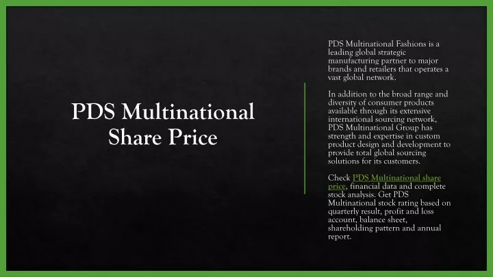 pds multinational share price