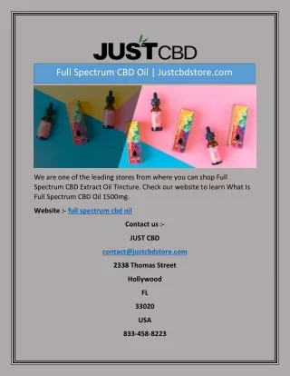 Full Spectrum CBD Oil | Justcbdstore.com