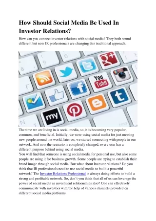 How should social media be used in investor relations
