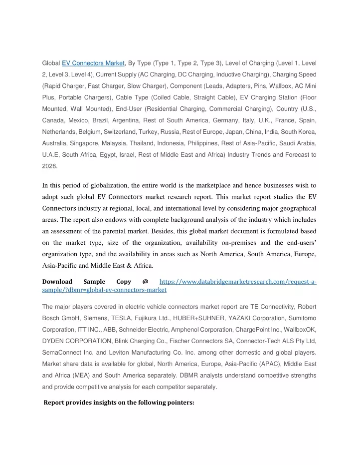 global ev connectors market by type type 1 type