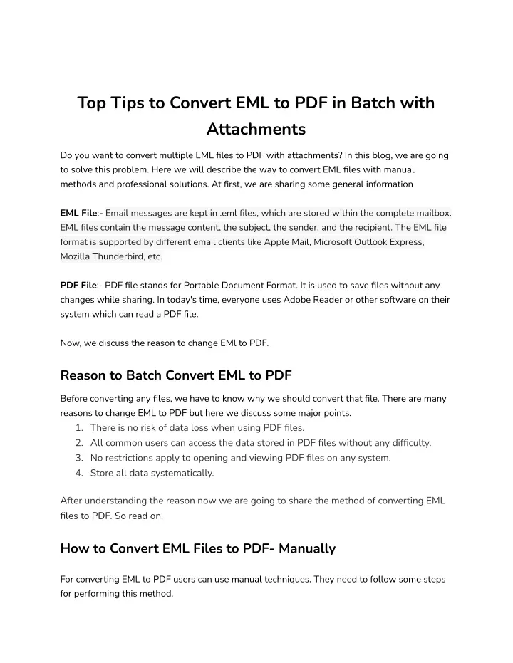 top tips to convert eml to pdf in batch with