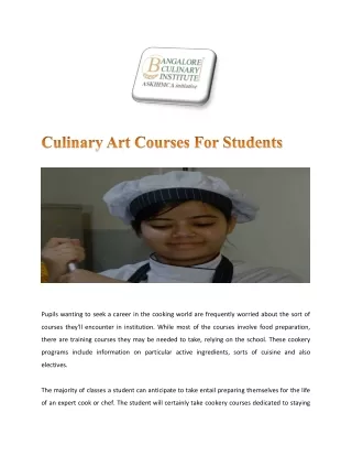 Culinary Art Courses For Students