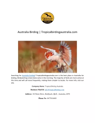 Australia Birding | Tropicalbirdingaustralia.com