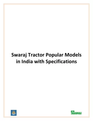 swaraj tractor popular models in india with
