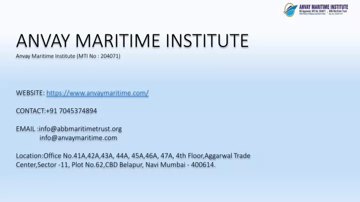 anvay maritime institute anvay maritime institute