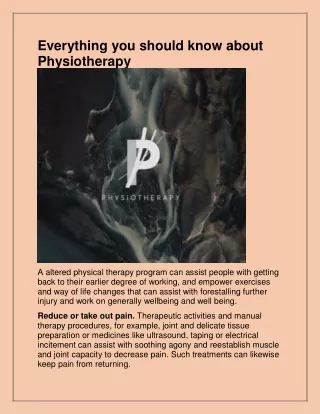 everything you should know about physiotherapy