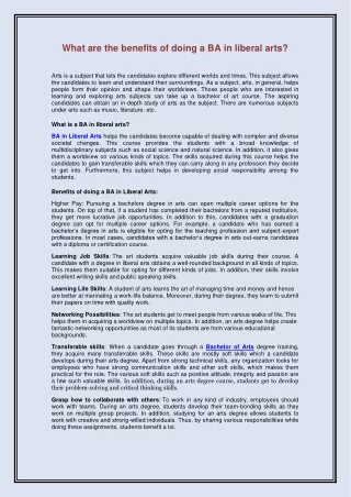 what are the benefits of doing a ba in liberal