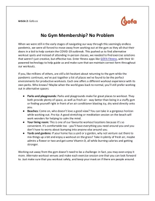 No Gym Membership? No Problem