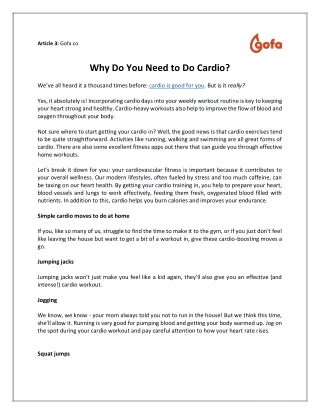 Why Do You Need to Do Cardio?