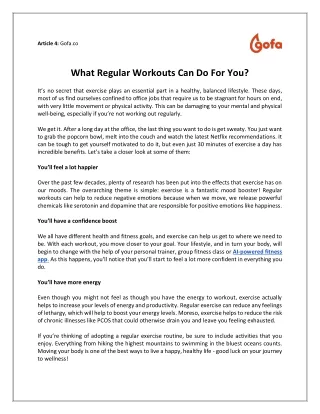 What Regular Workouts Can Do for You?