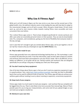 Why Use A Fitness App?