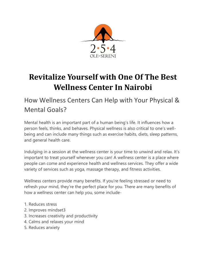 revitalize yourself with one of the best wellness