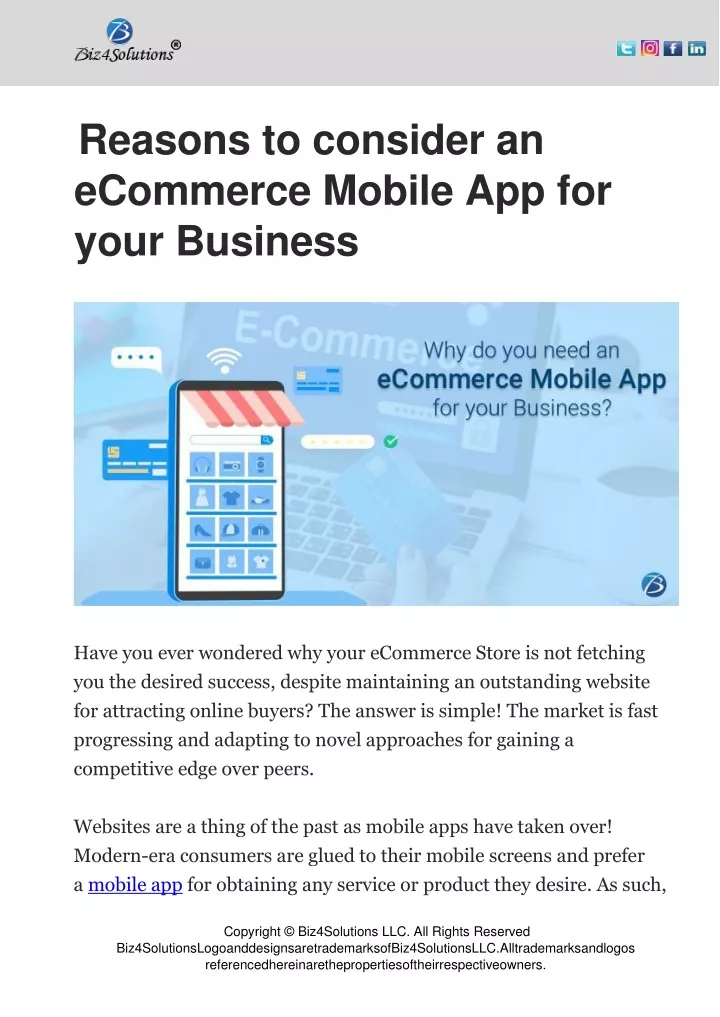 reasons to consider an ecommerce mobile