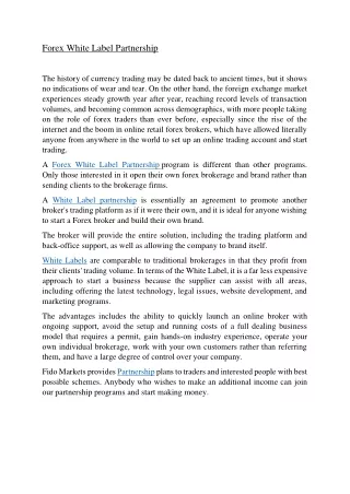 Forex White Label Partnership | FIDO MARKETS