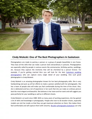 Cindy Moleski: One of The Best Photographers In Saskatoon