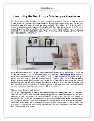 How to buy the Best Luxury Gifts for your Loved ones