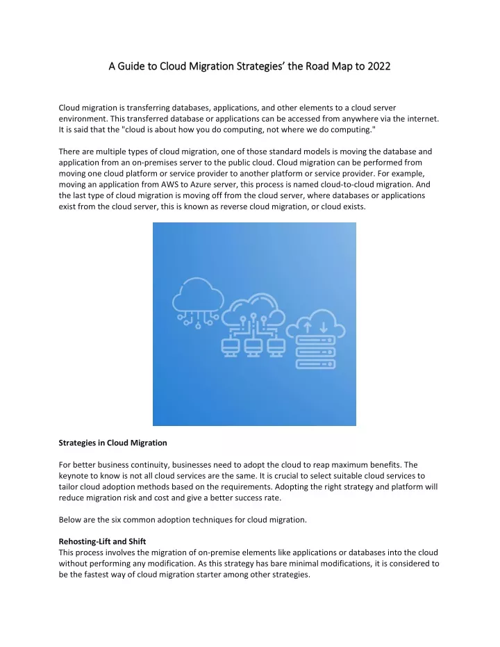 a guide to cloud m a guide to cloud migration