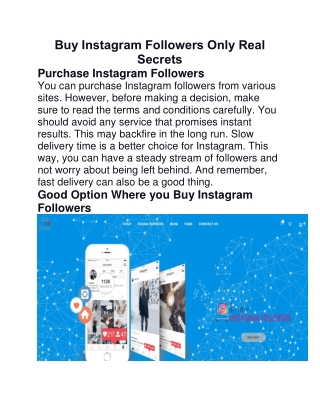 Buy Instagram Followers Only Real Secrets