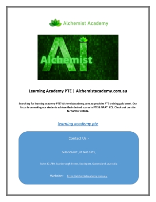learning academy pte alchemistacademy com au