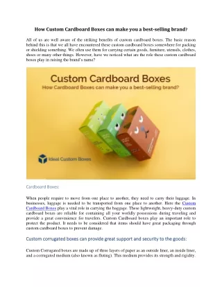 how custom cardboard boxes can make you a best