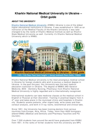 Kharkiv National Medical University in Ukraine – Orbit guide