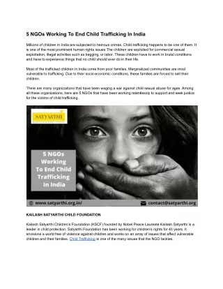 5 ngos working to end child trafficking in india
