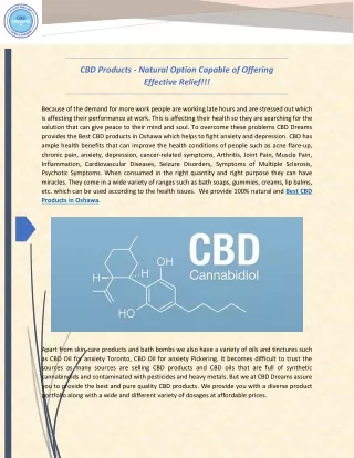 CBD Products - Natural Option Capable of Offering Effective Relief!!!