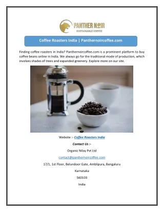 Coffee Roasters India | Panthernoircoffee.com