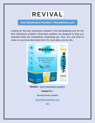 Best Rehydration Powders | Revivalshots.com