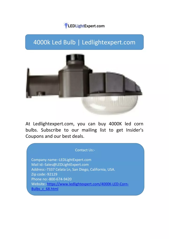 4000k led bulb ledlightexpert com