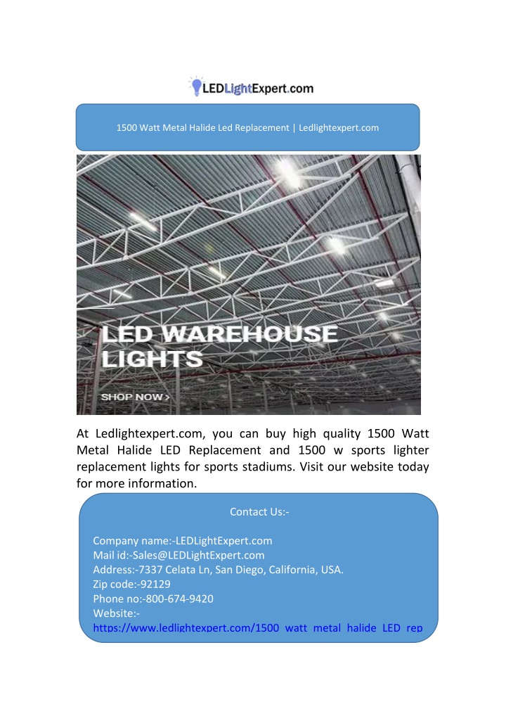 1500 watt metal halide led replacement