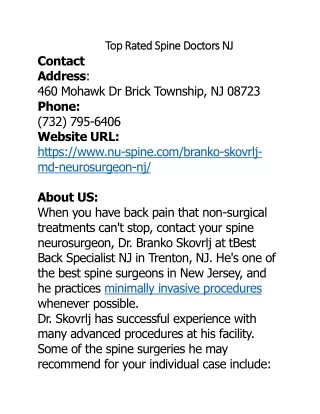 Top Rated Spine Doctors NJ