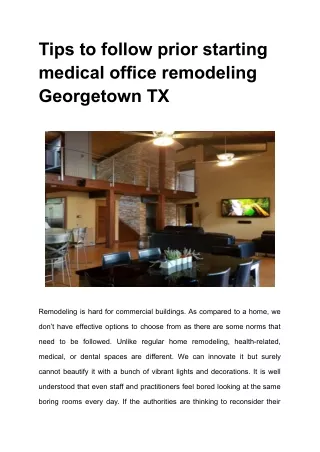 Tips to follow prior starting medical office remodeling Georgetown TX