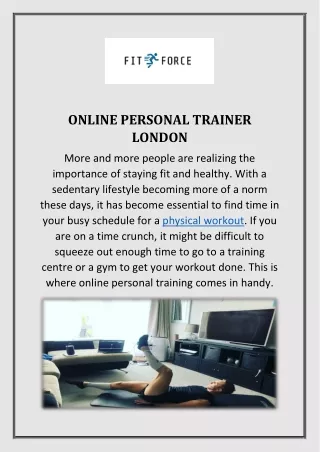 Online Personal Trainer London - Fitforce-london