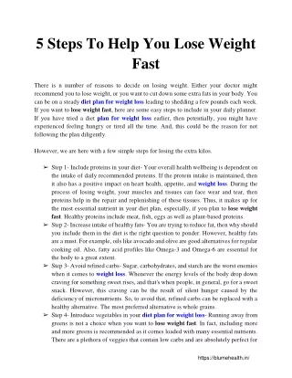 5 steps to help you lose weight fast