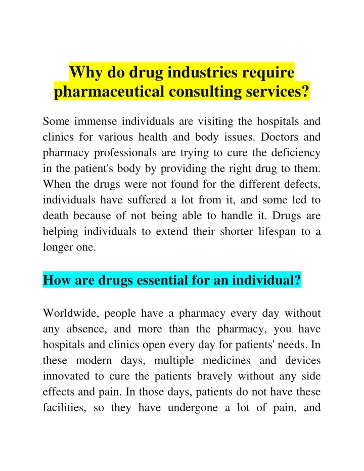 why do drug industries require pharmaceutical
