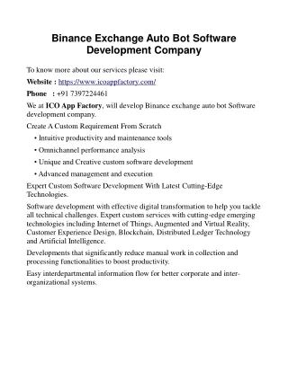 binance exchange auto bot software development
