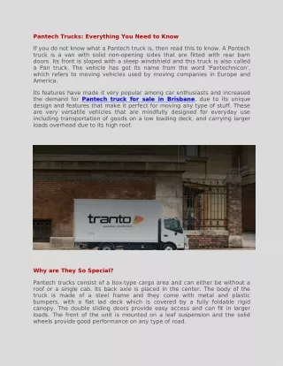 Pantech Trucks: Everything You Need to Know